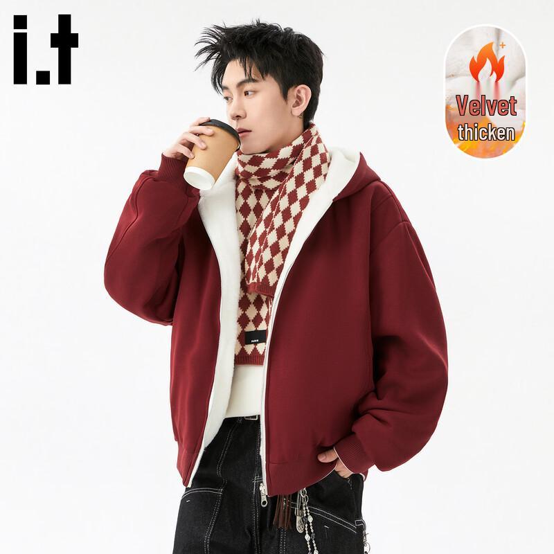 

:CHOCOOLATEit Trendy Loose Fleece-Lined Hooded Sweatshirt with Faux Fur Collar XL