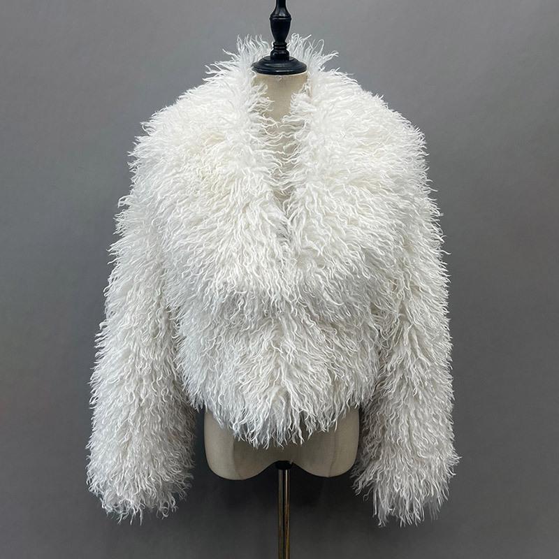 2025 Winter Women's Faux Fur Fleece Coat - European & American Style Imitation Lambskin Top