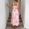 Women's Fashion Summer Spring Flower Pattern Print Sleeveless Suspenders High Waist Casual Dresses