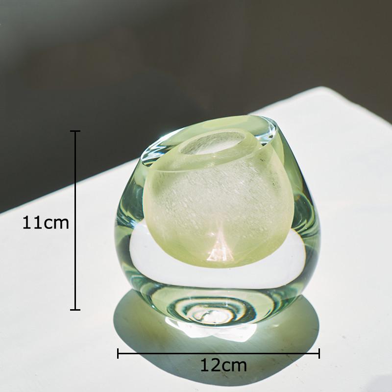 Transparent Colorful Glass Vase Oblique Mouthed Flower Pot Desk Decoration Flowers Arrangement Floral Vases Room Aesthetic Decor