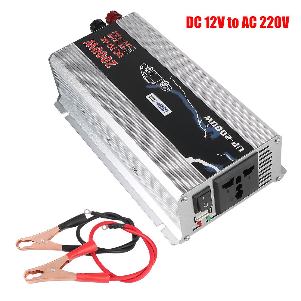 Car Inverter 2000W DC12V To 110V 220V Inverter AC Power Socket With USB Charger Switch Solar Power Storage Battery Converter