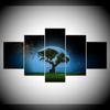 Canvas Painting Lucky Tree with Moon Star Sky Landscape 5 Pieces Wall Art Painting Modular Wallpapers Poster Print Home Decor