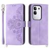 For Vivo Y29 4G Case Flower Pattern PU Leather Wallet Phone Cover with Strap