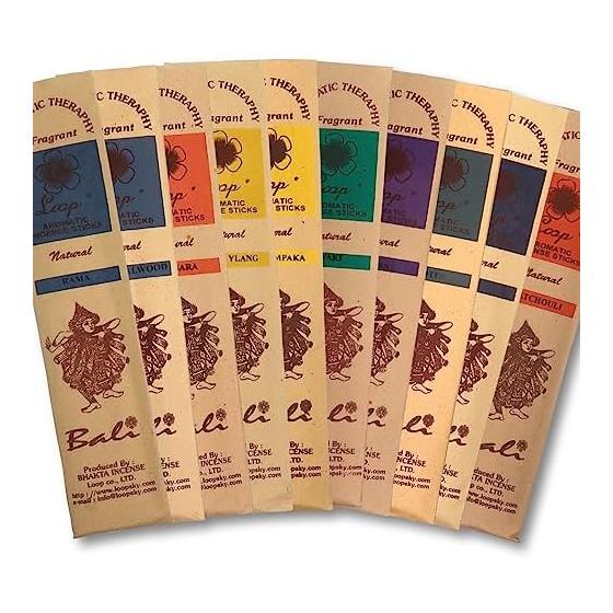 OKO-10OS 200 pieces Bali incense aroma blend incense stick 10 types of scent 10 bags set Incense relaxing Asian Bali incense aroma aroma incense