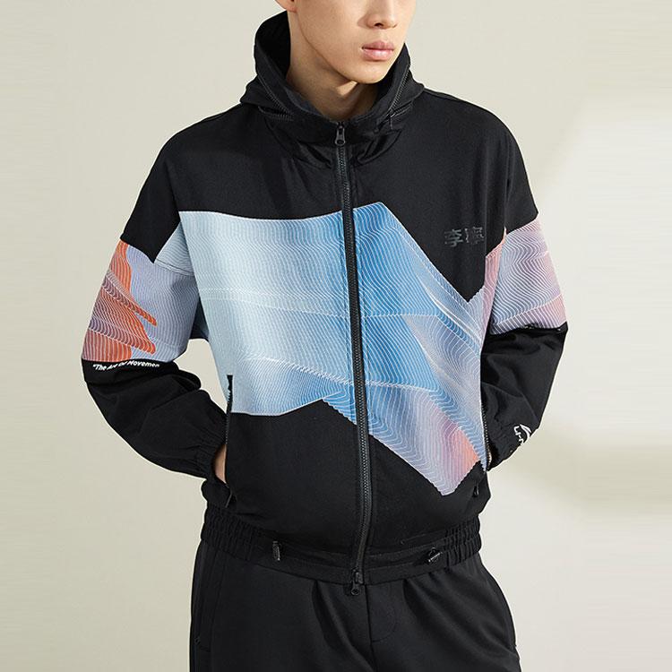 Li Ning Sports Fashion Series Color Block Packable Hooded Jacket Men Jacket Black AJDR199-1