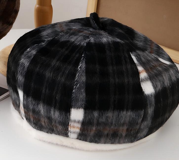 2025 Retro Karomuster Baskenmütze - Unisex Malermütze für Herbst/Winter, Warm & Modisch