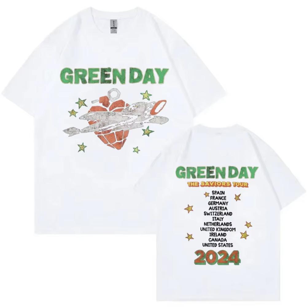 Green Day The Saviors Tour Magliette Uomo Donna Rock Gotico Magliette Oversize a Manica Corta Magliette in Cotone
