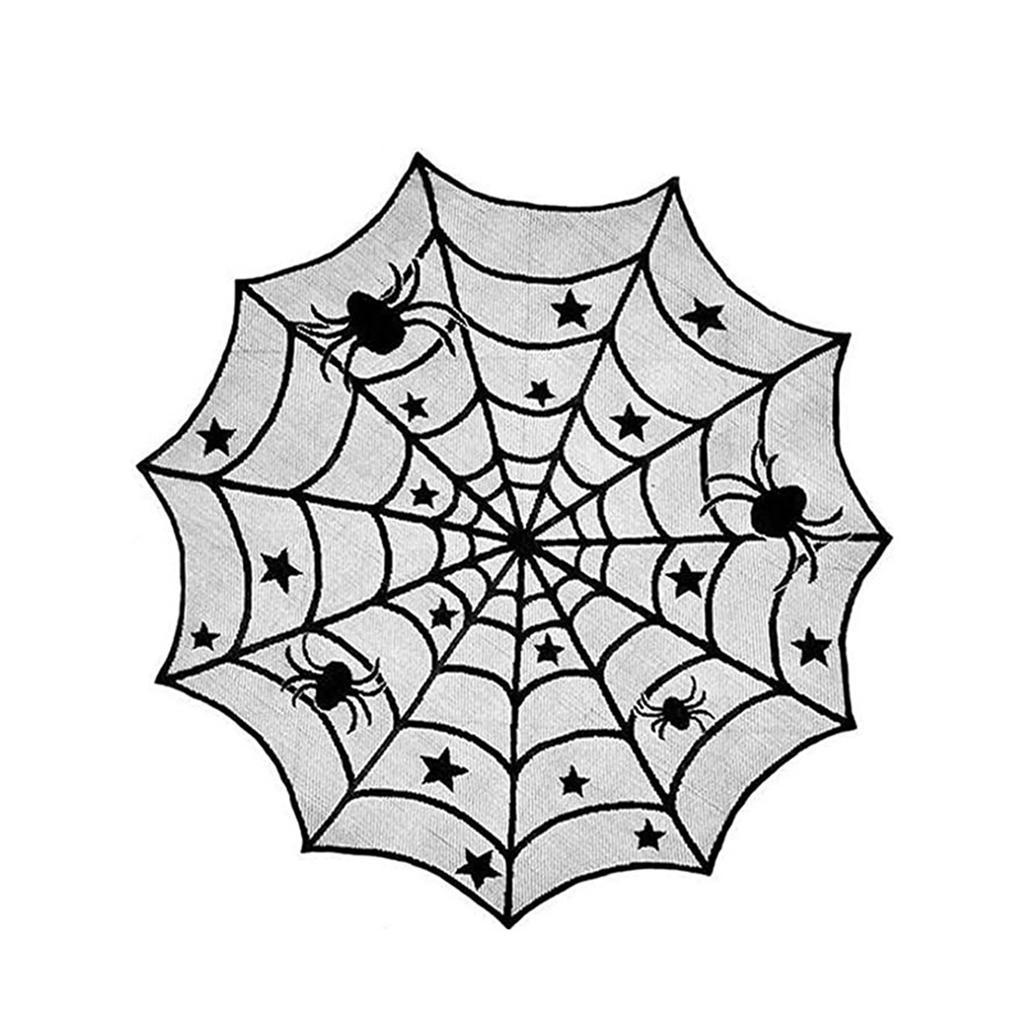Table Runner Spiders Web Lace Tablecloth Fireplaces Curtain Compatible for Halloween Party Decoration Horror House Props