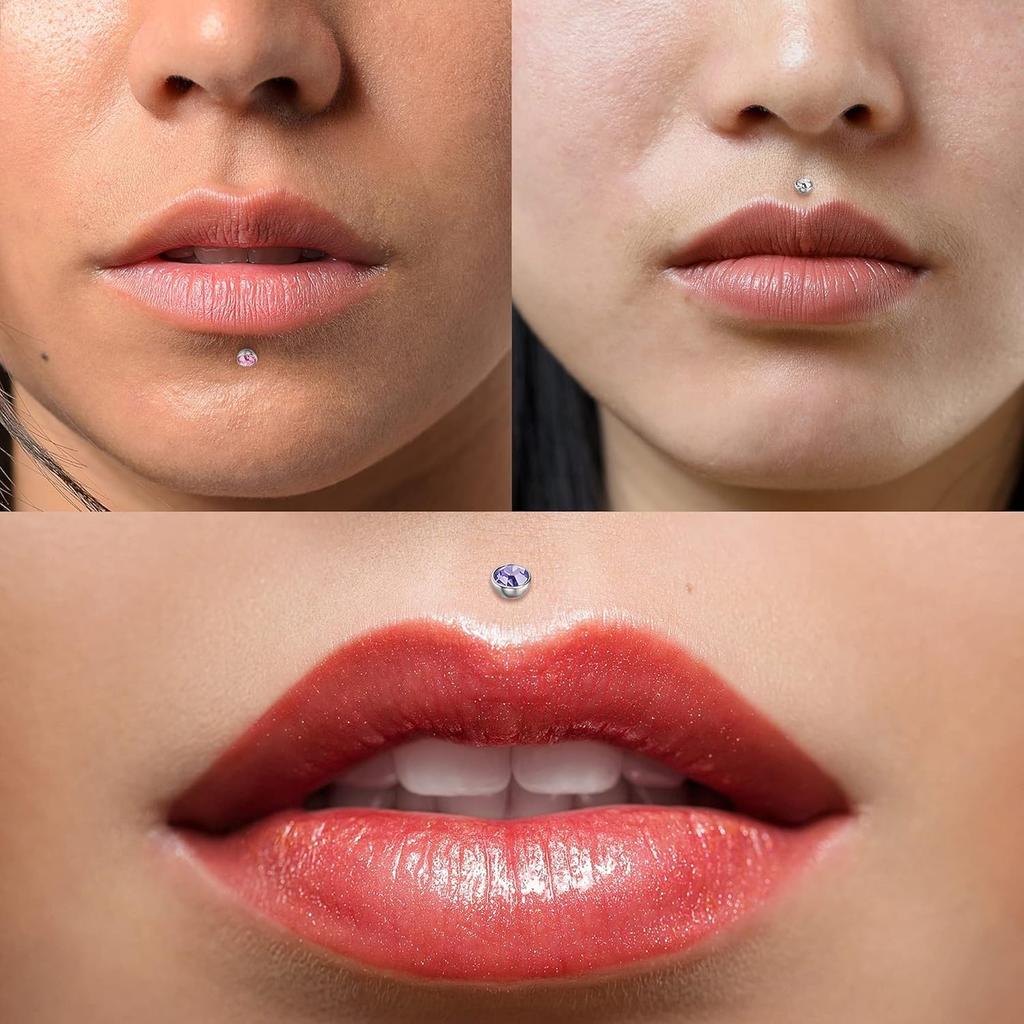 Bobisty 16G Hypoallergenic Stainless Steel Labret Lip Stud Piercing for Women Men CZ Forward Helix Earrings Cartilage Piercing
