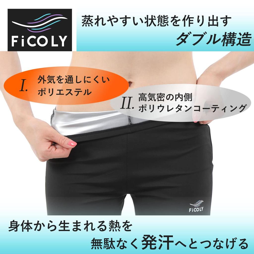 FiCOLY Cropped Sauna Yoga Sauna Plus Women's Pants, Sweat-Reducing Leggings, High-Waisted, Sports, Suit, Washable, Sizes, FSPW-3 (Silver, 2XL)
