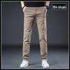 Men's Slim Fit Khaki Cotton Casual Pants - Straight Leg, Light Business Style