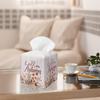Floral Tissue Box Holder, Fall Florals Leather Tissue Box Cover Square, Autumn Facial Paper Organizer Dispenser Toilet Paper Holder for Bathroom