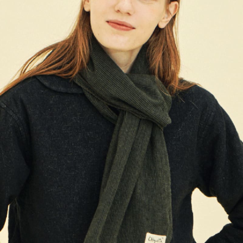 CHIQUITA Long Scarf (Checked Cotton) Khaki 243701CKH