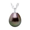 Necklace - Pearls & Colors - Tahitian Cultured Pearl 8-9 Mm Pear - 925 Sterling Silver - A+ Quality - Woman