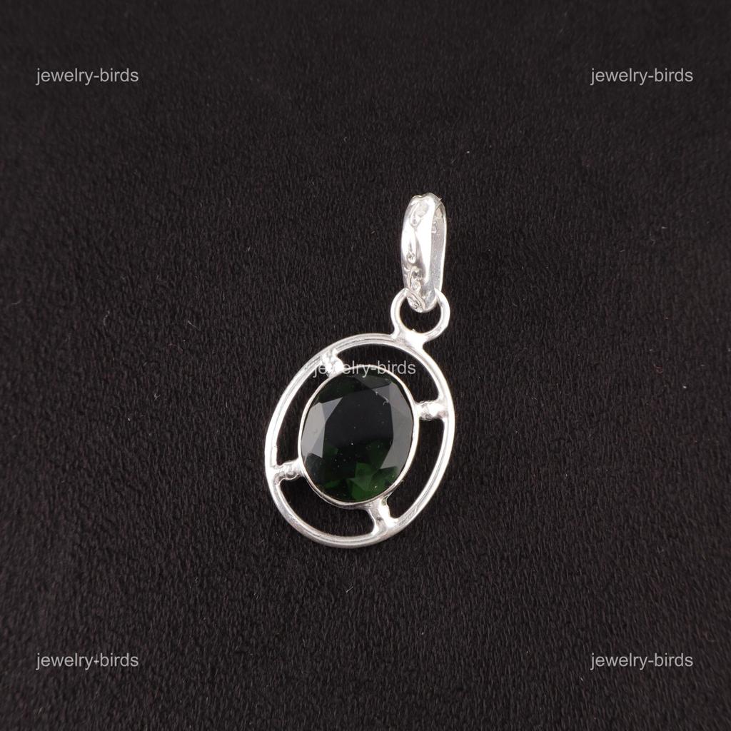 Heart Chakra Green Tourmaline Stone 925 Sterling Silver Birthday Pendant Jewelry PP-6-48