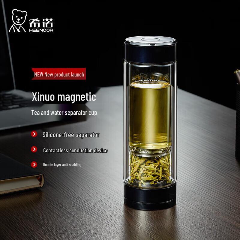 HEENOOR Double-Layer Glass Tea Infuser Bottle