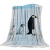 Custom Blanket Home Textile Penguin Cartoon Background Feet Flannel Weighted Blanket Warm Soft Throw Sofa Bed Travel Blankets