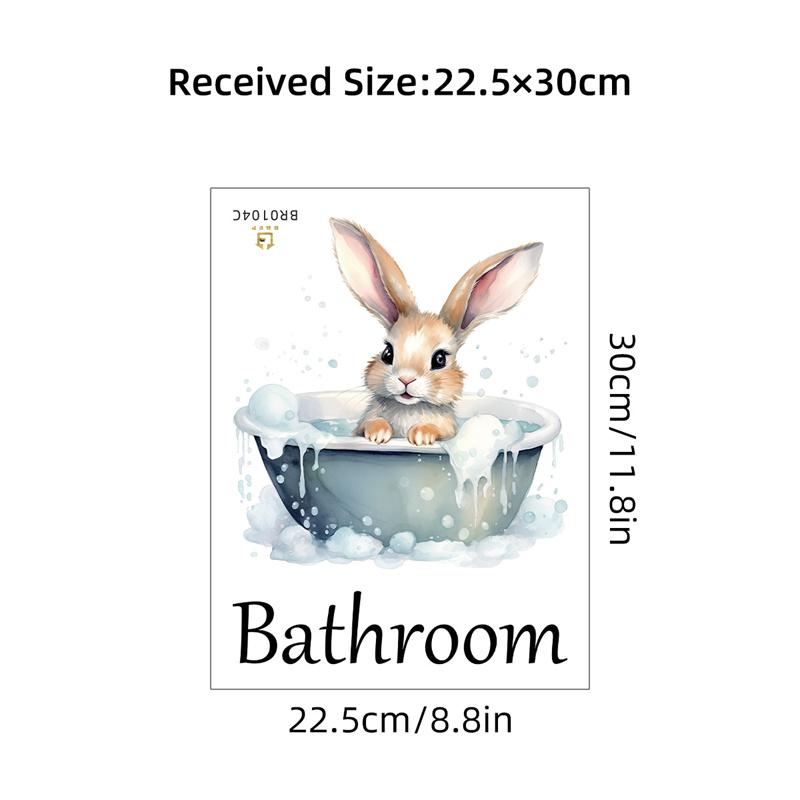 Cartoon Cute Animals Rabbit Wall Stickers For Bathroom Door Decoration Living Room Kids Room Wall Decals