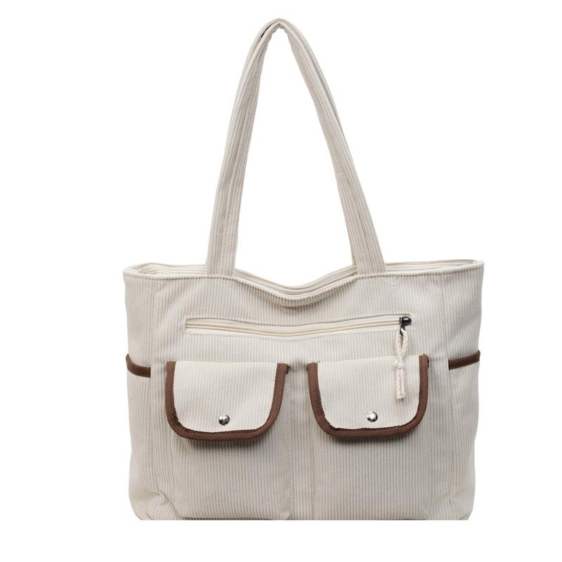 

Дорожная ручная сумка через плечо с несколькими карманами, контрастных цветов, повседневная для поездок и модная сумка-тоут бежевый