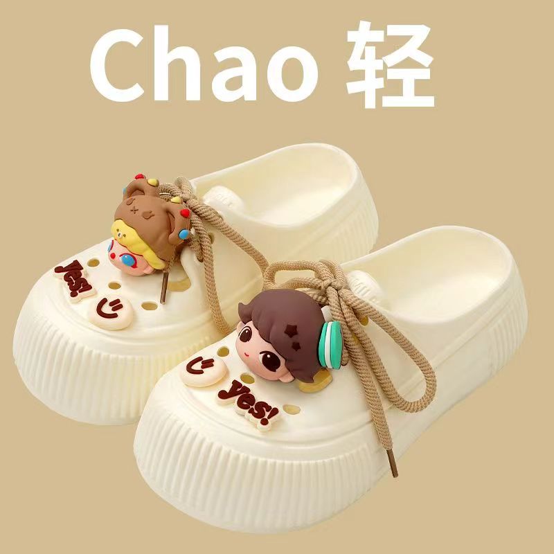 

Тапочки тапочки милая девочка EVA сандалии мягкая подошва нескользящие два прокола 37-38 белый