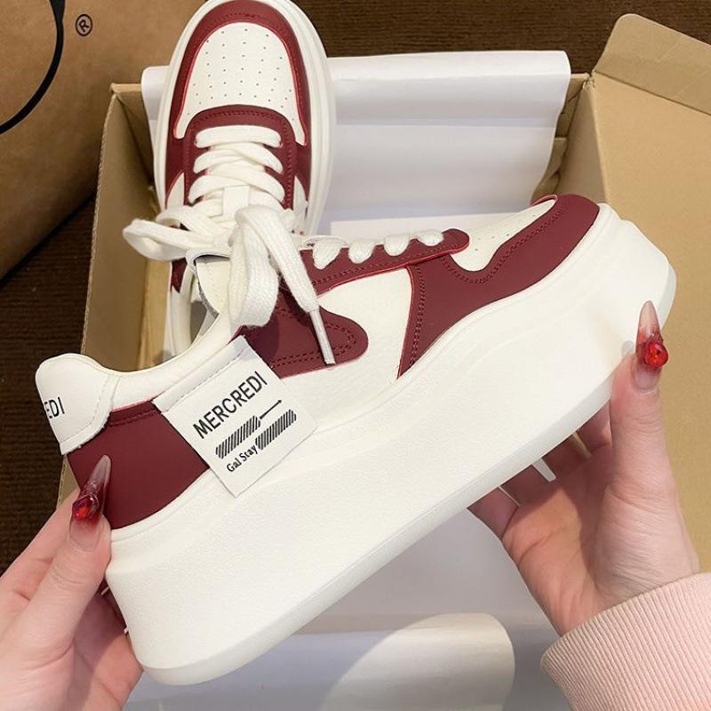 Thick-soled versatile and high-white shoes for women's 2025 new summer breathable sports shoes for women's niche lightweight board shoes