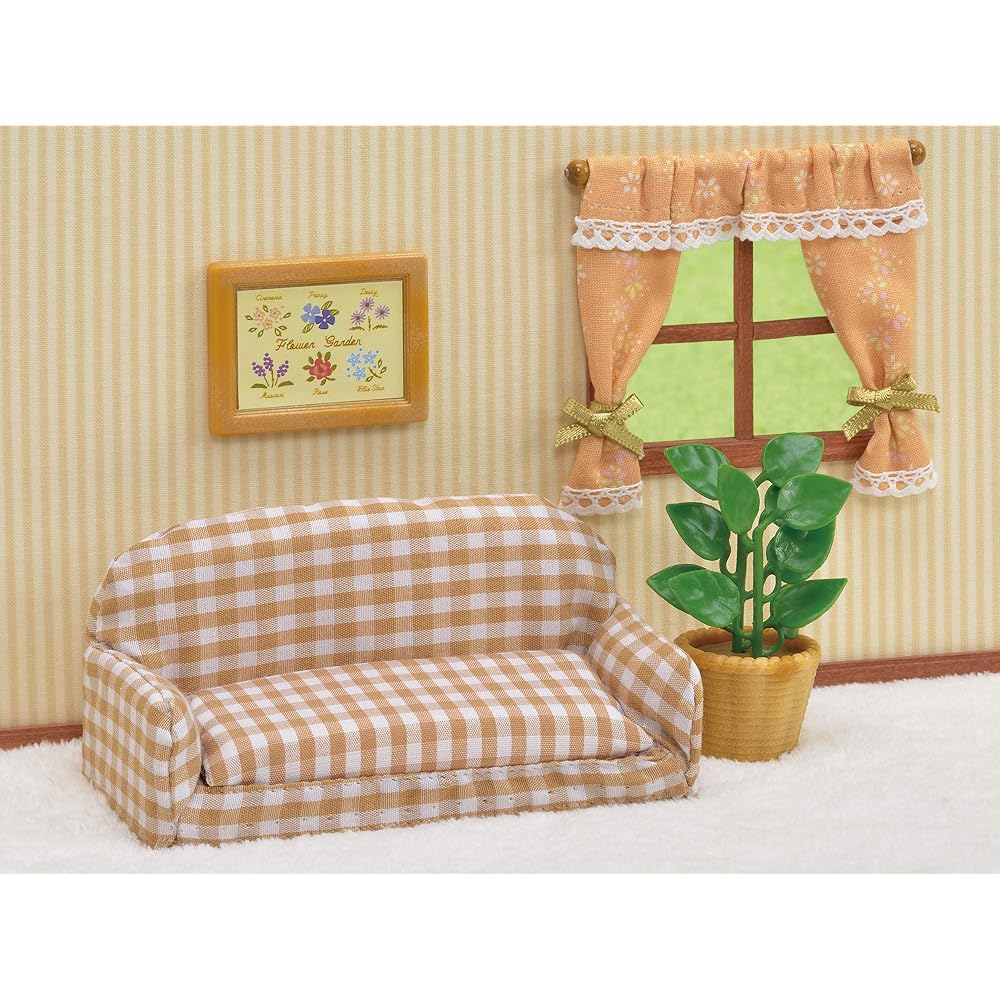 Sylvanian Families EPOCH Living Room Sofa ST Mark Certified Toy for Dollhouse Ages 3 and Up