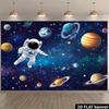 2D Cosmic Space Planets and Astronaut Wall Decor Backdrop