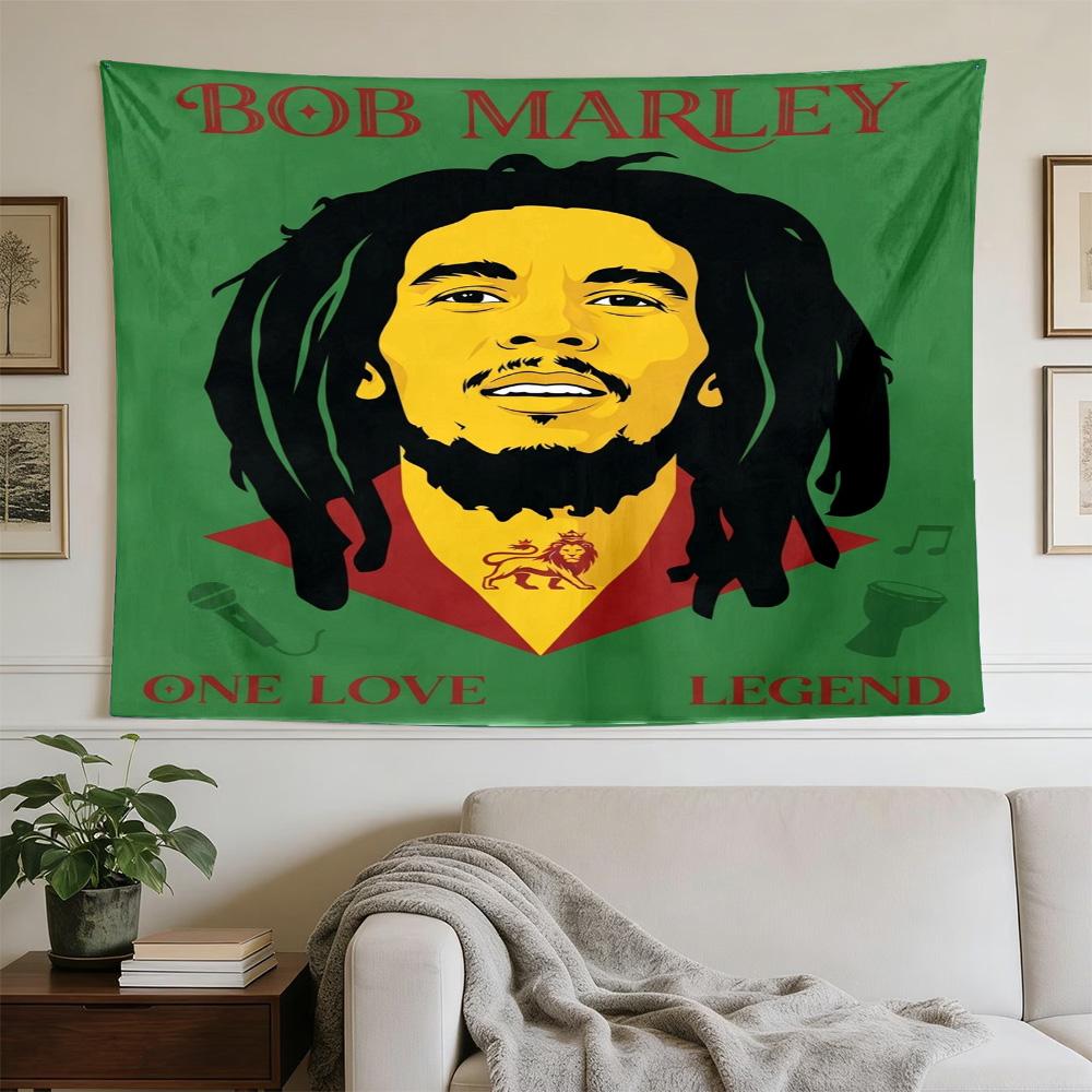 Bob Marley Reggae Music Legend  Polyester Wall Hanging Tapestry, Aesthetic Home Decor for Bedroom Dorm Photo Backdrop