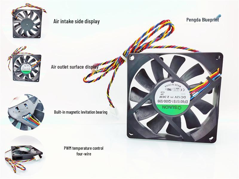 EF80151S1-Q000-S99 Magnetic Levitation Bearing 8015 12V PWM 8CM Computer Power Supply Fan