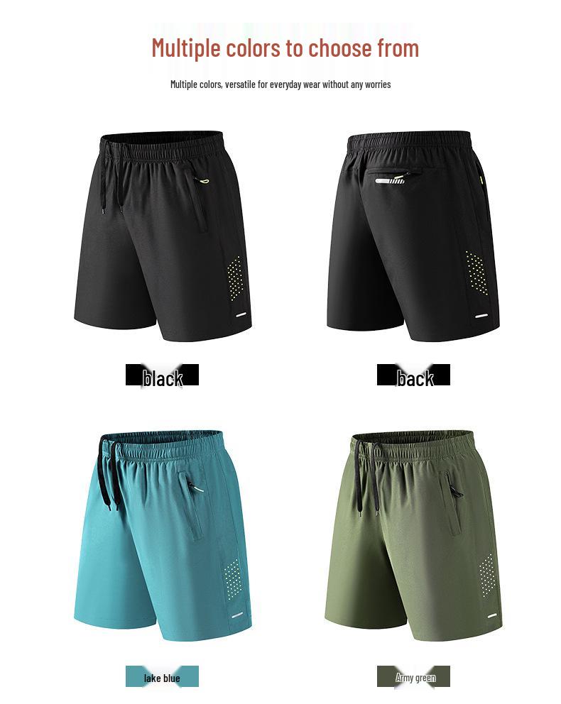 Men's Quick-Dry Breathable Outdoor Beach Shorts - Elastic Waist, Large Size, Casual Five-Point Fitness Pants