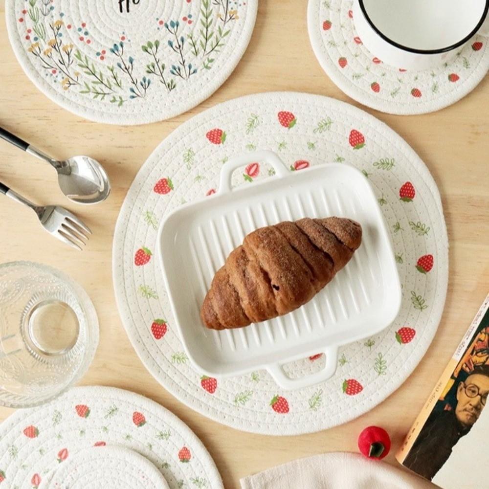 Heat Insulation Coffee Cup Mats Strawberry Pot Pad Table Mats Round Dining Mat Table Decoration