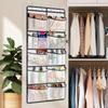 Devesanter Set of 2 Suspended Shelves with 10 Mesh Pockets - Wardrobe Pocket Organizer, Storage Above the Door - Plush Toy Organizer for Bedroom (grey