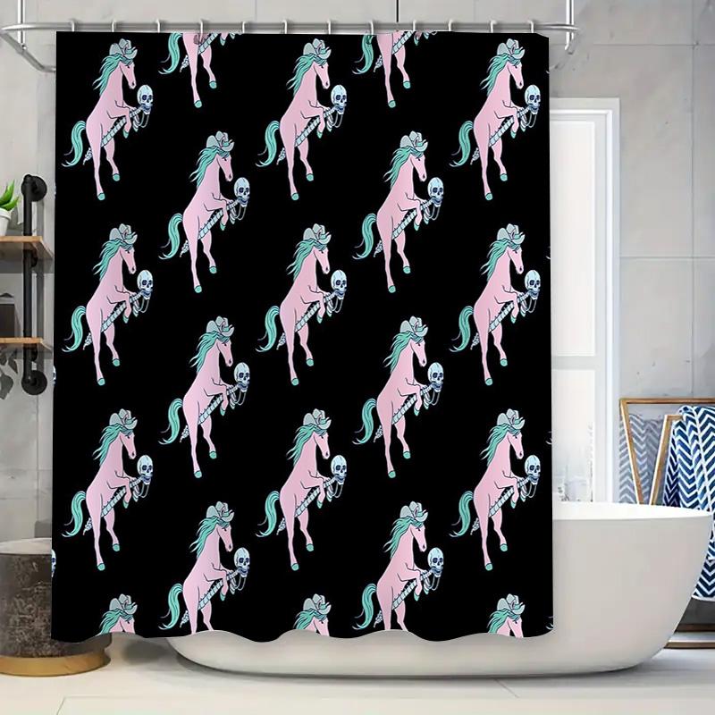 Horse Shower Curtain Western Cowgirl Rodeo Farmhouse Decor Stallion Print Bathroom Curtains Vintage Country Horseback Riding Bac 90x180cm