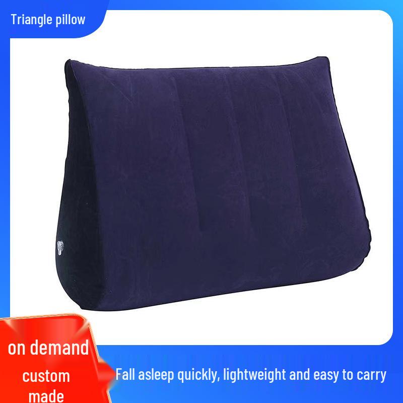 Inflatable PVC Flocked Triangle Travel Pillow - Lumbar Support Cushion