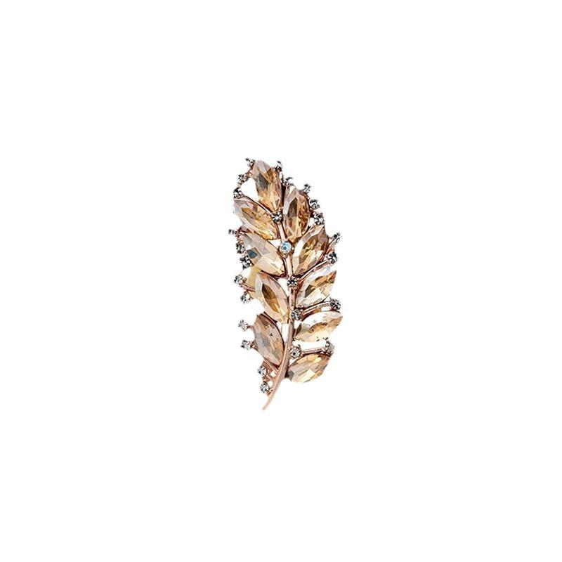 Exquisite Vintage Rhinestone Leaf Brooch for Coats & Suits