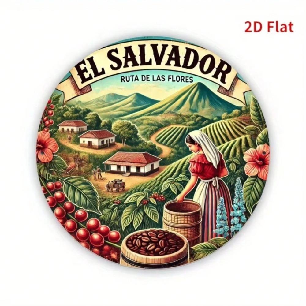 El Salvador Metal Tin Sign Ruta De Las Flores Art Farmhouse Vintage Wall Decor