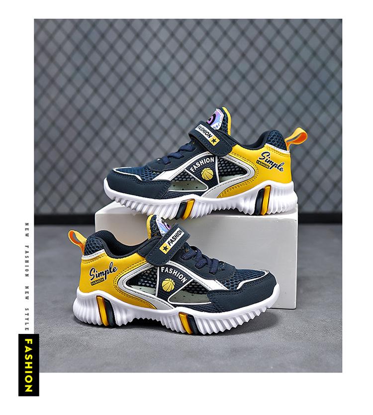 Boys' Breathable Mesh Non-Slip Sports Shoes, Durable for Ages 10-12
