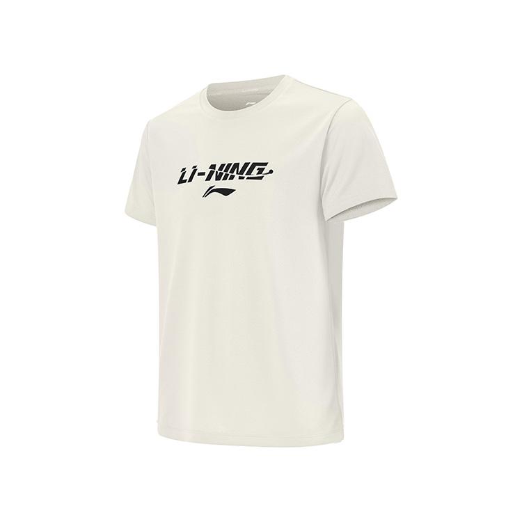 Li-Ning Creative Print Quick-Dry Cool Round Neck Casual Short Sleeve T-Shirt Unisex Tops Off-White ATSV605-2