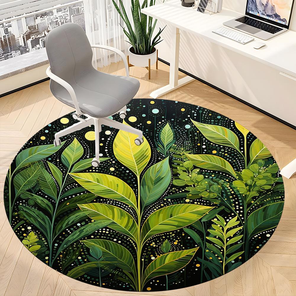 1pc Nature Plants Office Round Area Rug, Indoor Mat Suitable ForOffice, Under Office Chairs Bedroom Living Room Home Decor, Room Decot060