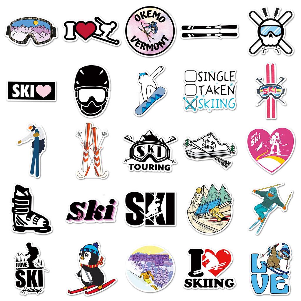 50pcs Waterproof Extreme Sports Stickers for Skiing - Perfect for Planners, Luggage, Notebooks, and Phones