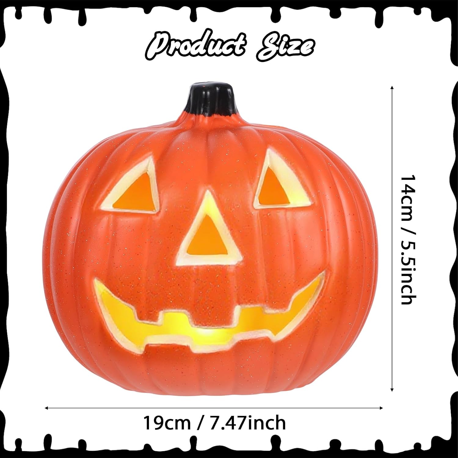 Light Up Pumpkin Halloween Jack O Lantern Decor with Spooky Face, Plastic Jack O Lantern Halloween Decorations Decorative Pumpkins Statue Vintage