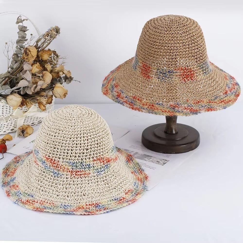 Sun Protection Woven Hat Colorful Panama Cap Breathable Sun Hats Summer
