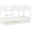 VidaXL Bunk Bed White 90x190 Cm Solid Pine Wood, Low Bunk Bed Frame, Bedroom Furniture, Frame of 3308593