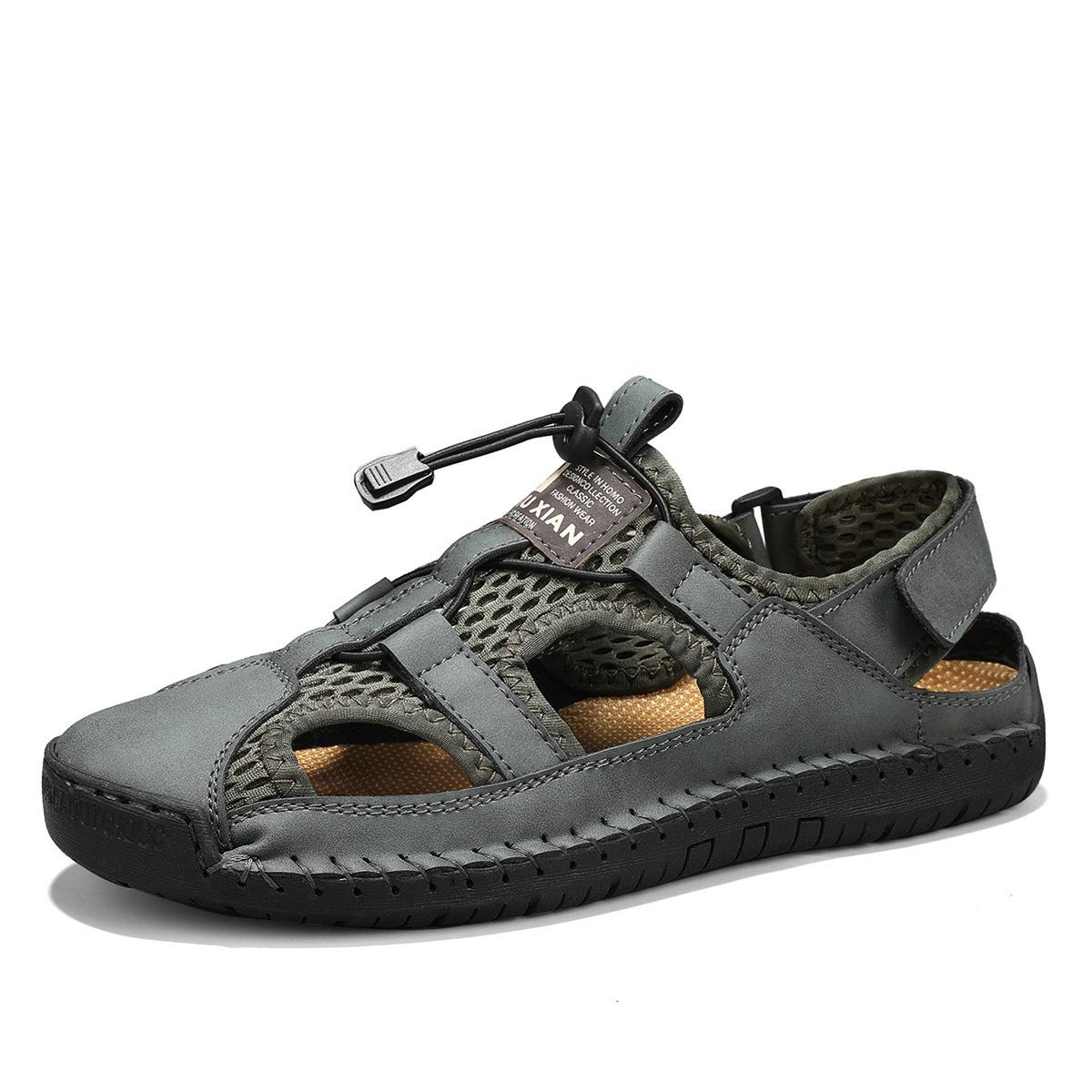 

Сетчатые туфли мужские летние новые полые дышащие мужские туфли с одной педалью мягкая подошва со швами нескользящая повседневная пляжная обувь большого размера 38 зелёный