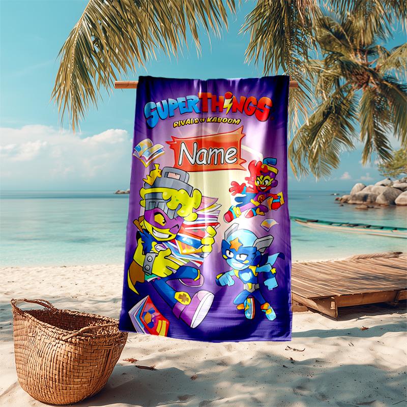 Personalized customized proof beach towel with SuperZings pattern - soft, absorbent,quick-drying,perfect swimming,camping&bathing