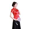 Женская рубашка Cheongsam в китайском стиле с принтом сливы, лето-осень, изысканный топ с пряжками и воротником-стойкой для свадьбы