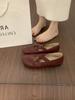 xieyiren Korean version of versatile retro cross strap round head Mary Jane shoes are not tired of casual flat ballet shoes