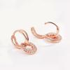 Náušnice malé kruhy z 18k růžovým zlatem pokoveného stříbra ryzosti 925 s diamantovými akcenty
