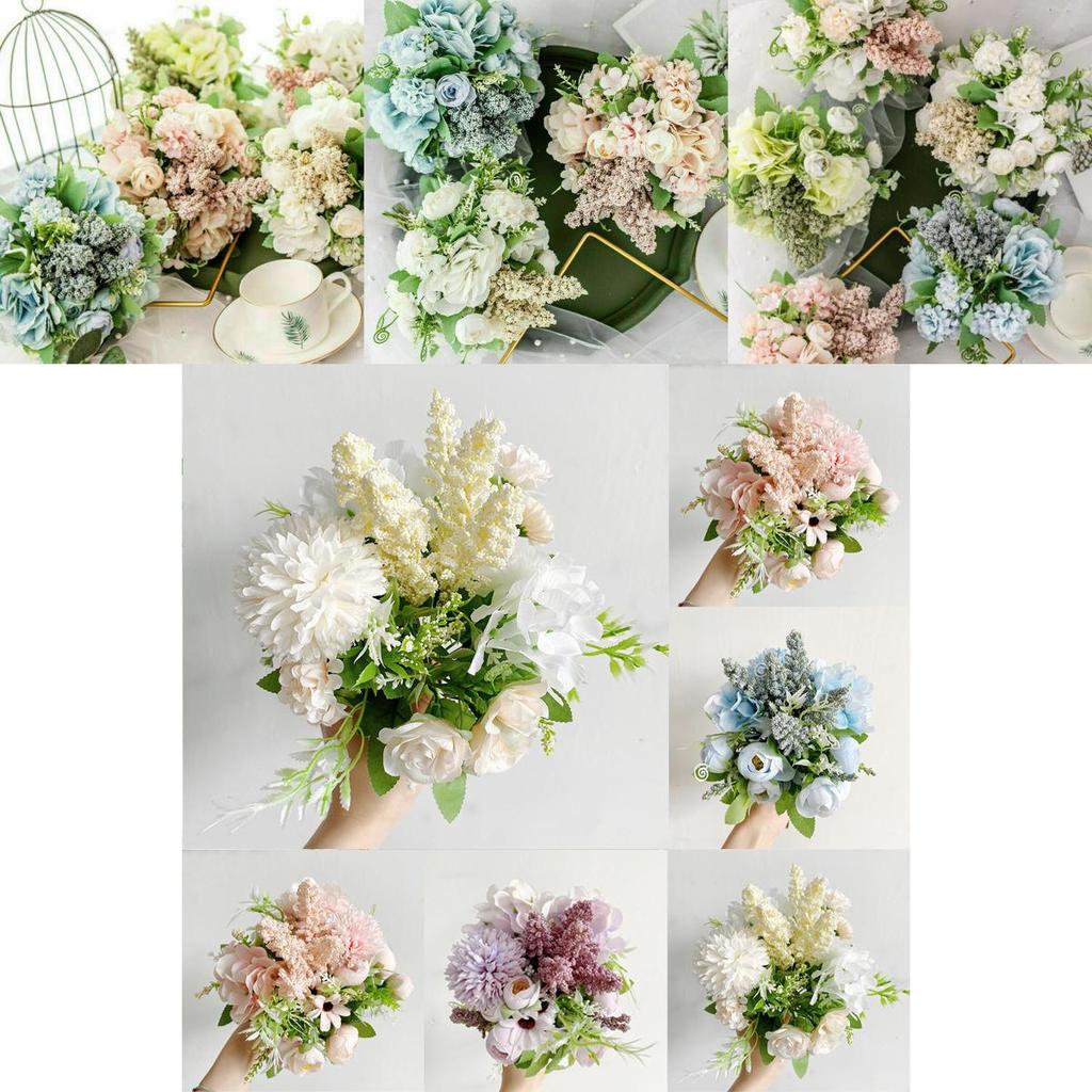 Elegant Real Touch Artificial Silk Flowers Bridal Wedding Bouquet For Home Party Decor