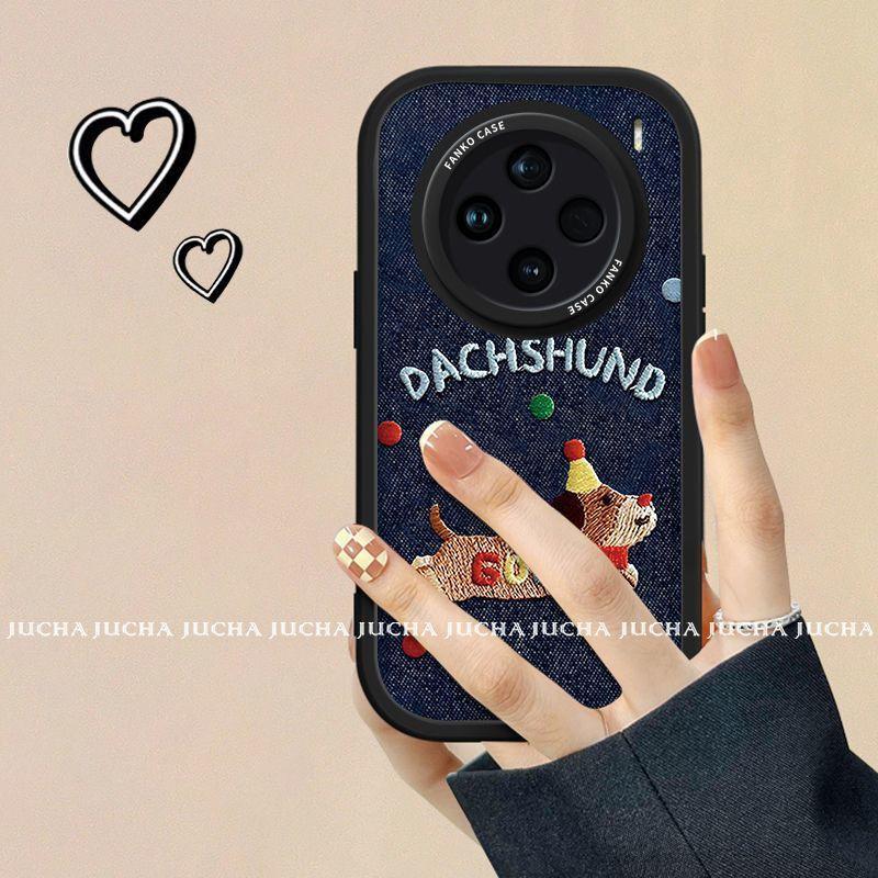 Full Coverage Shockproof Silicone Phone Case Vivo X200 Pro X100S With Detachable Lanyard Cute Polka Dot Dog Design vivo X200